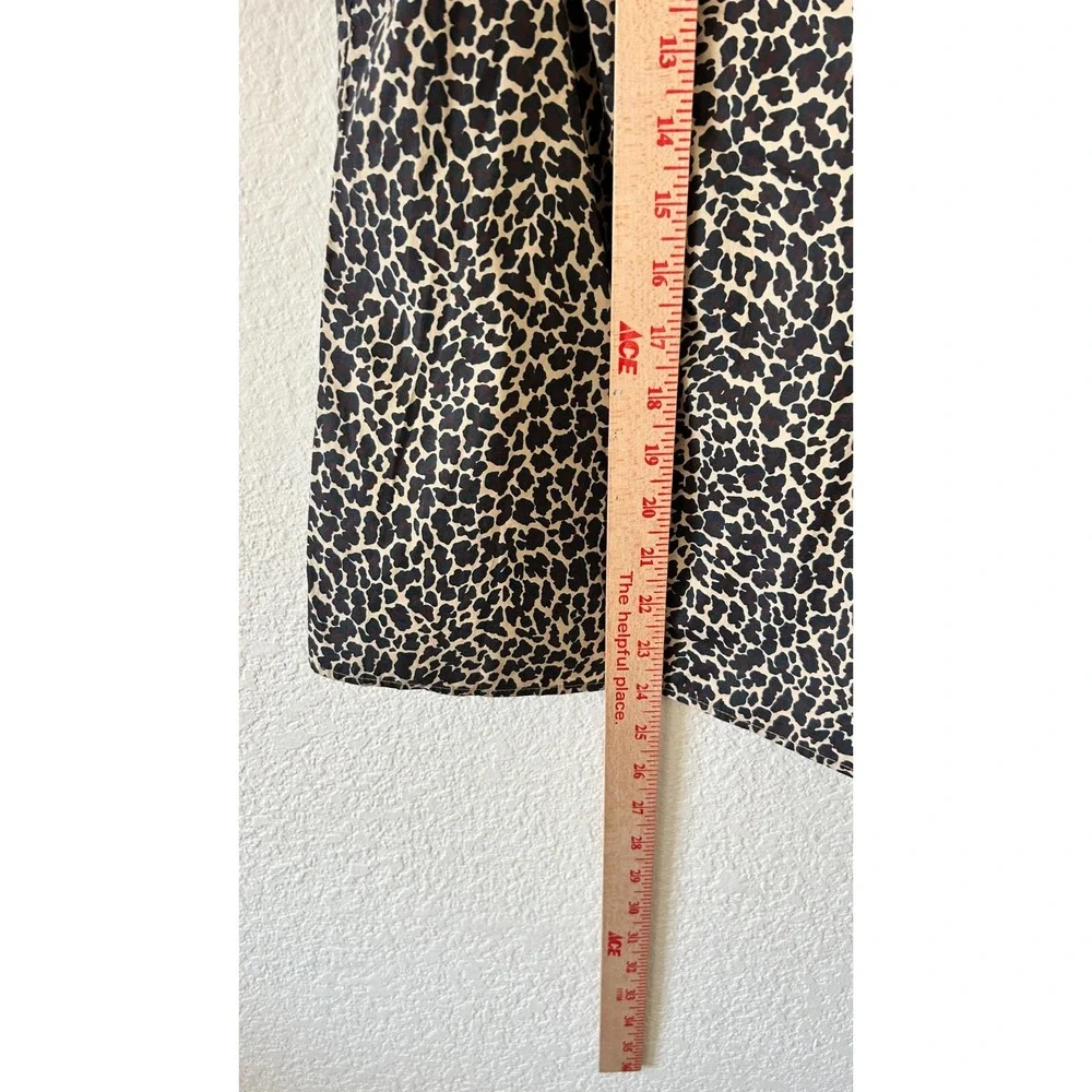 J.‎ Crew Preppy Leopard Print Cotton Puff Sleeve Ruffle Top Brown Tan Small